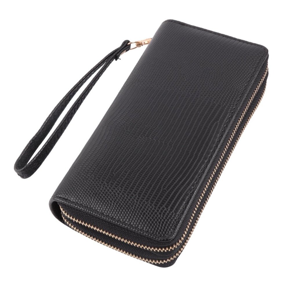 *** Black Textured Snake Print Wallet